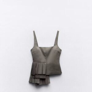 Zara ruffled gabardine Top with Pleated Detail